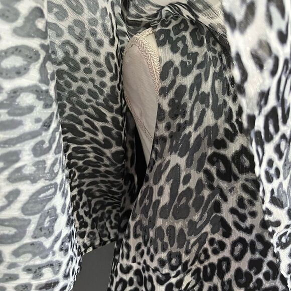 DKNY Black/White Leopard  Cape Blouse - Picture 6 of 15
